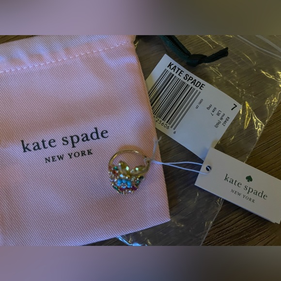 KATE SPADE-NWT Multi-Stone Floral Butterfly Statement Ring - Picture 11 of 15